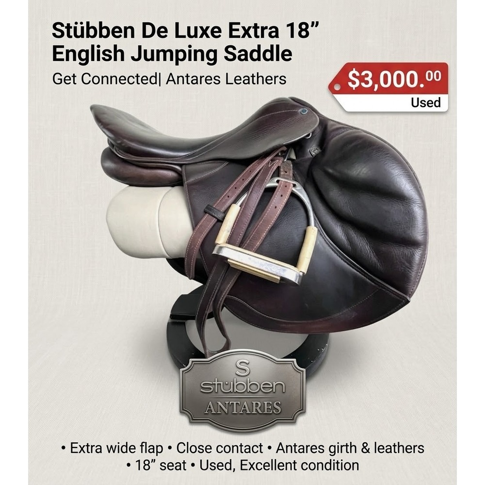 Stübben De Luxe Extra 18" English Jumping Saddle Get Connected| Antares Leathers